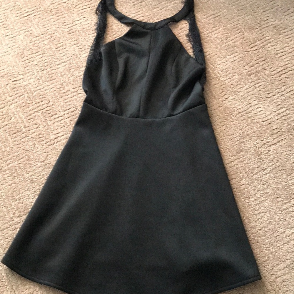 Black open back with lace dress
